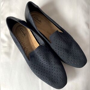 Clarks Collection Perforated Suede Loafers Juliet Hayes Navy